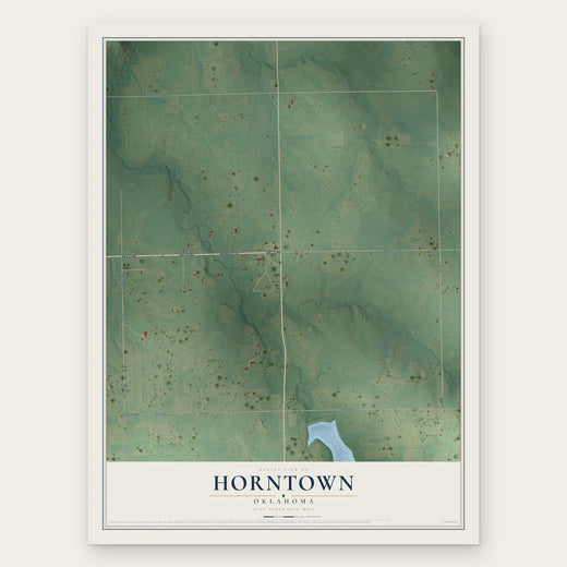 Horntown, Oklahoma map print, the full design