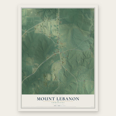 Mount Lebanon, Louisiana map print, the full design