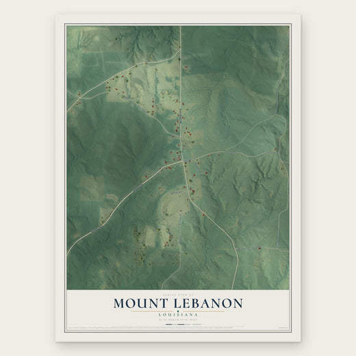 Mount Lebanon, Louisiana map print, the full design