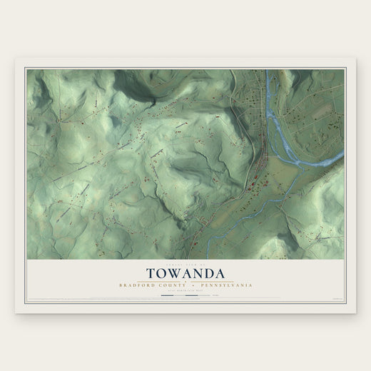 Towanda, Bradford County, Pennsylvania map print, the full design