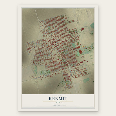 Kermit, Texas map print, the full design