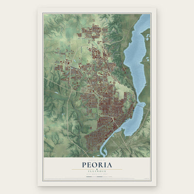 Peoria, Illinois map print, the full design
