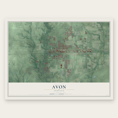 Avon, Indiana map print, the full design