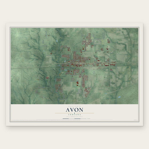 Avon, Indiana map print, the full design