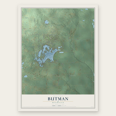 Butman, Michigan map print, the full design