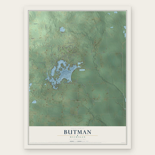 Butman, Michigan map print, the full design