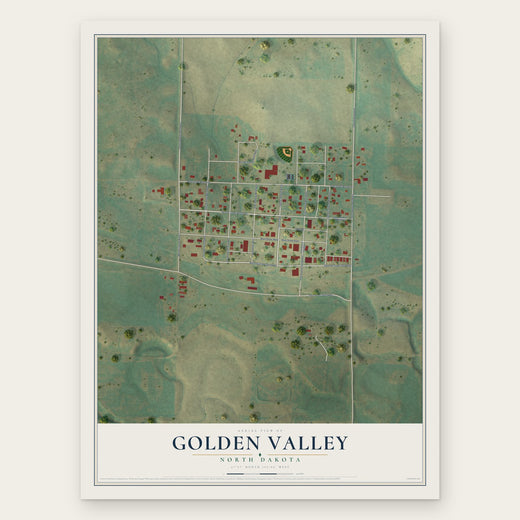 Golden Valley, North Dakota map print, the full design