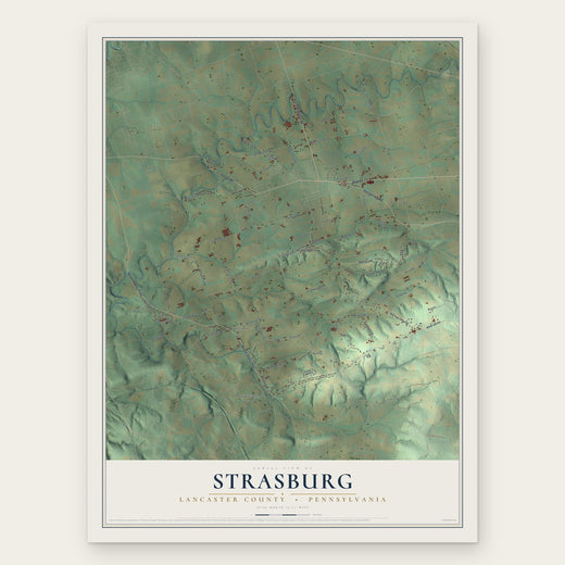 Strasburg, Lancaster County, Pennsylvania map print, the full design