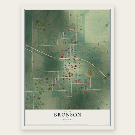 Bronson, Kansas map print, the full design