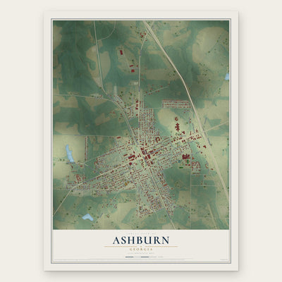 Ashburn, Georgia map print, the full design