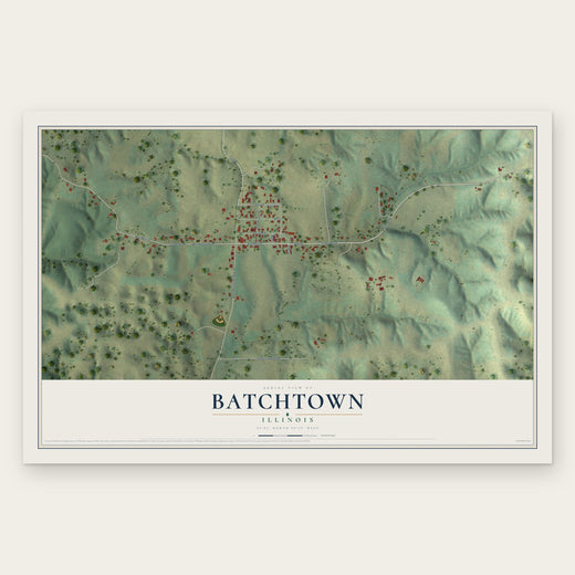Batchtown, Illinois map print, the full design