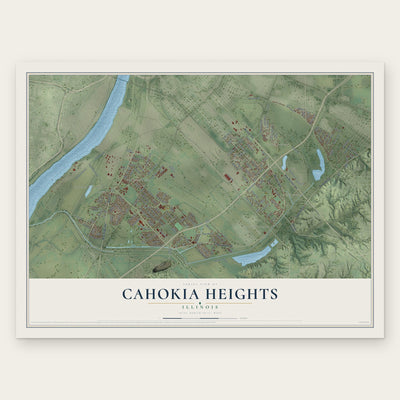 Cahokia Heights, Illinois map print, the full design