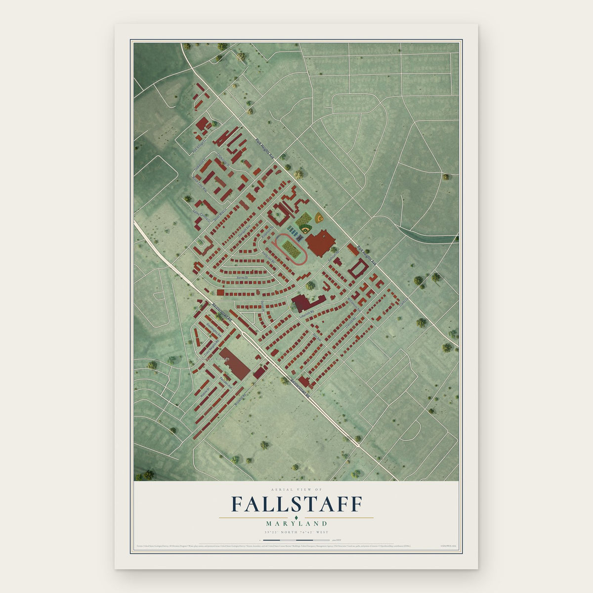 Fallstaff, Maryland map print, the full design