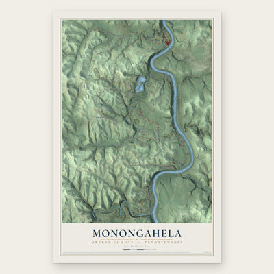 Monongahela, Greene County, Pennsylvania map print, the full design