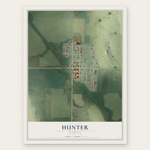 Hunter, Kansas map print, the full design