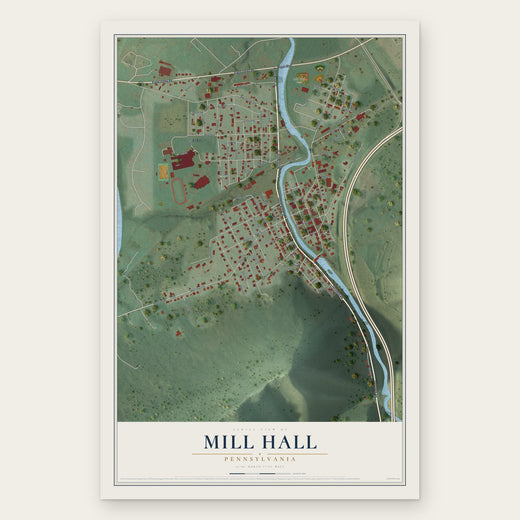 Mill Hall, Pennsylvania map print, the full design