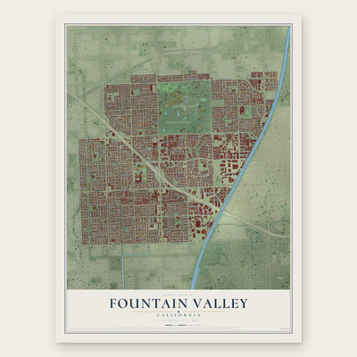 Fountain Valley, California map print, the full design