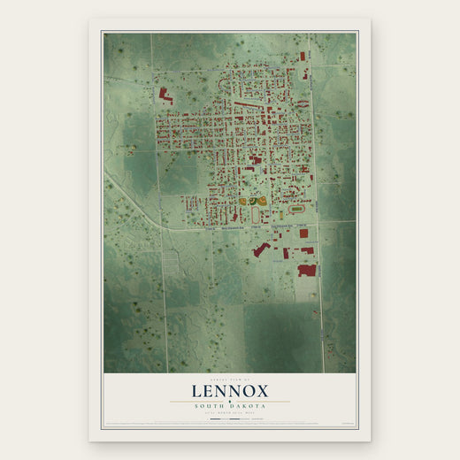 Lennox, South Dakota map print, the full design
