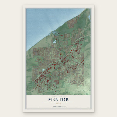 Mentor, Ohio map print, the full design