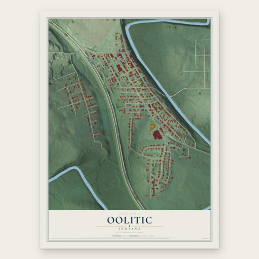 Oolitic, Indiana map print, the full design