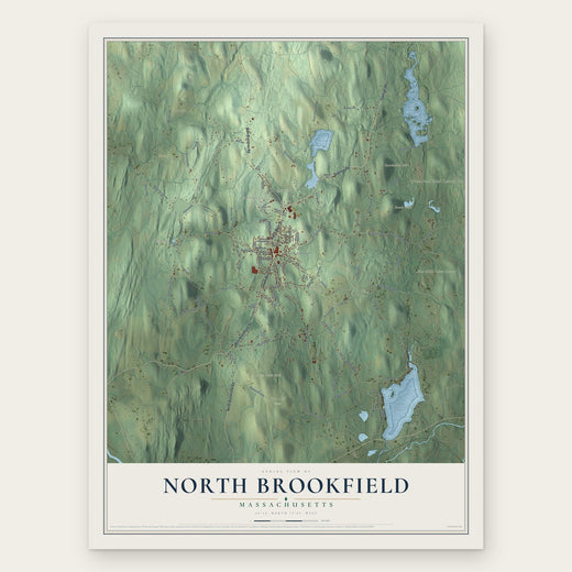 North Brookfield, Massachusetts map print, the full design