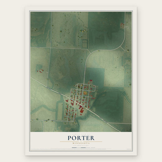 Porter, Minnesota map print, the full design