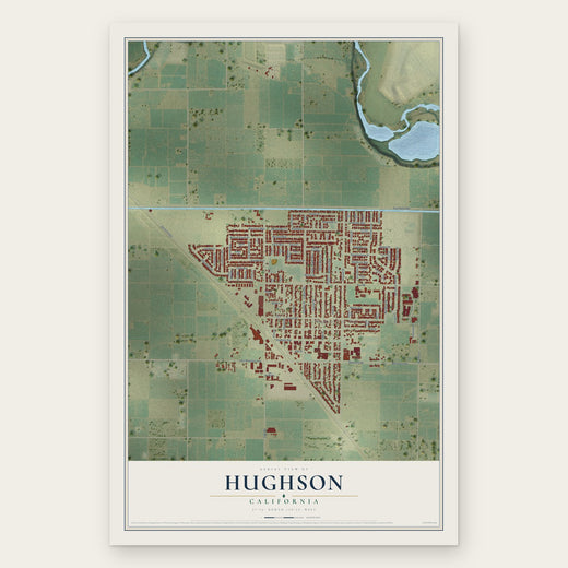 Hughson, California map print, the full design