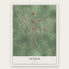 Center, Texas map print, the full design