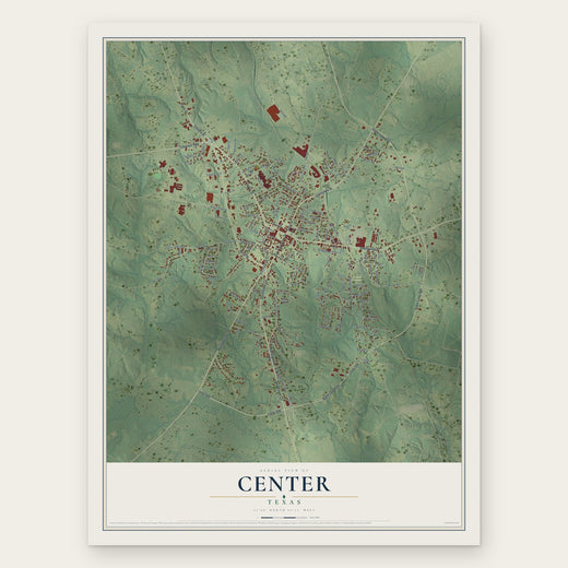 Center, Texas map print, the full design
