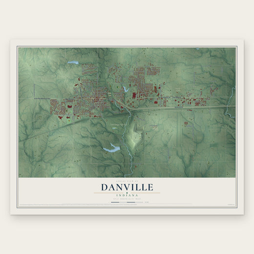Danville, Indiana map print, the full design