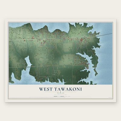 West Tawakoni, Texas map print, the full design