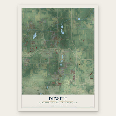 DeWitt, Clinton County, Michigan map print, the full design