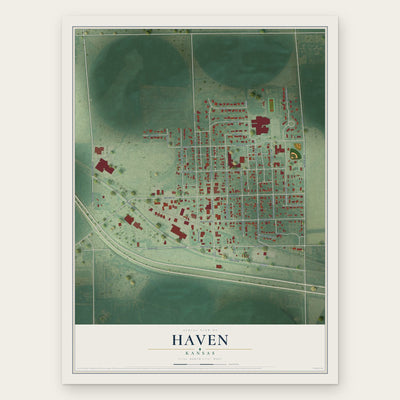 Haven, Kansas map print, the full design