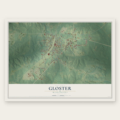 Gloster, Mississippi map print, the full design