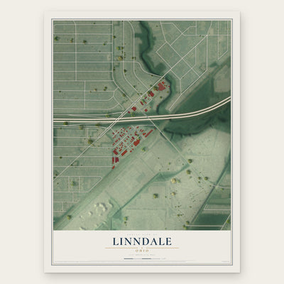 Linndale, Ohio map print, the full design