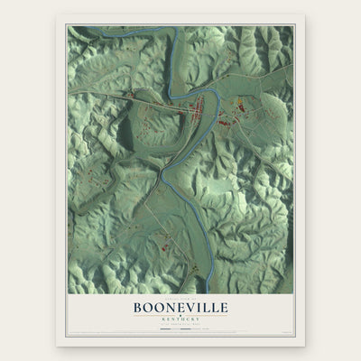 Booneville, Kentucky map print, the full design