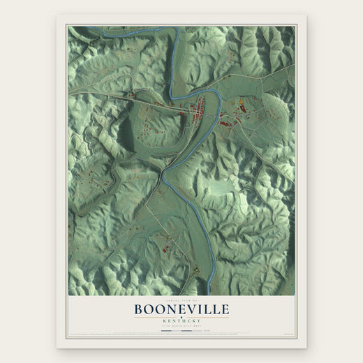 Booneville, Kentucky map print, the full design