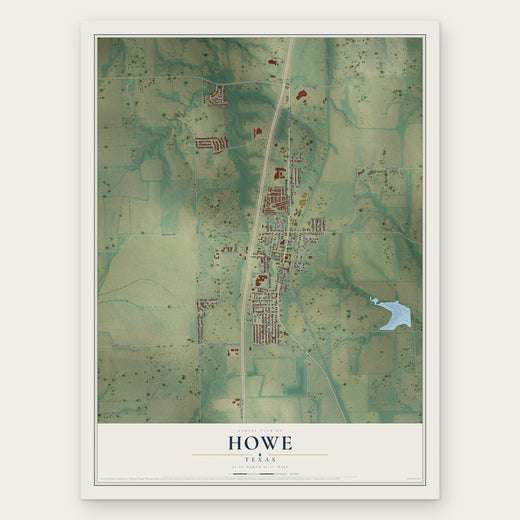 Howe, Texas map print, the full design