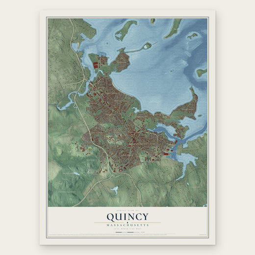 Quincy, Massachusetts map print, the full design