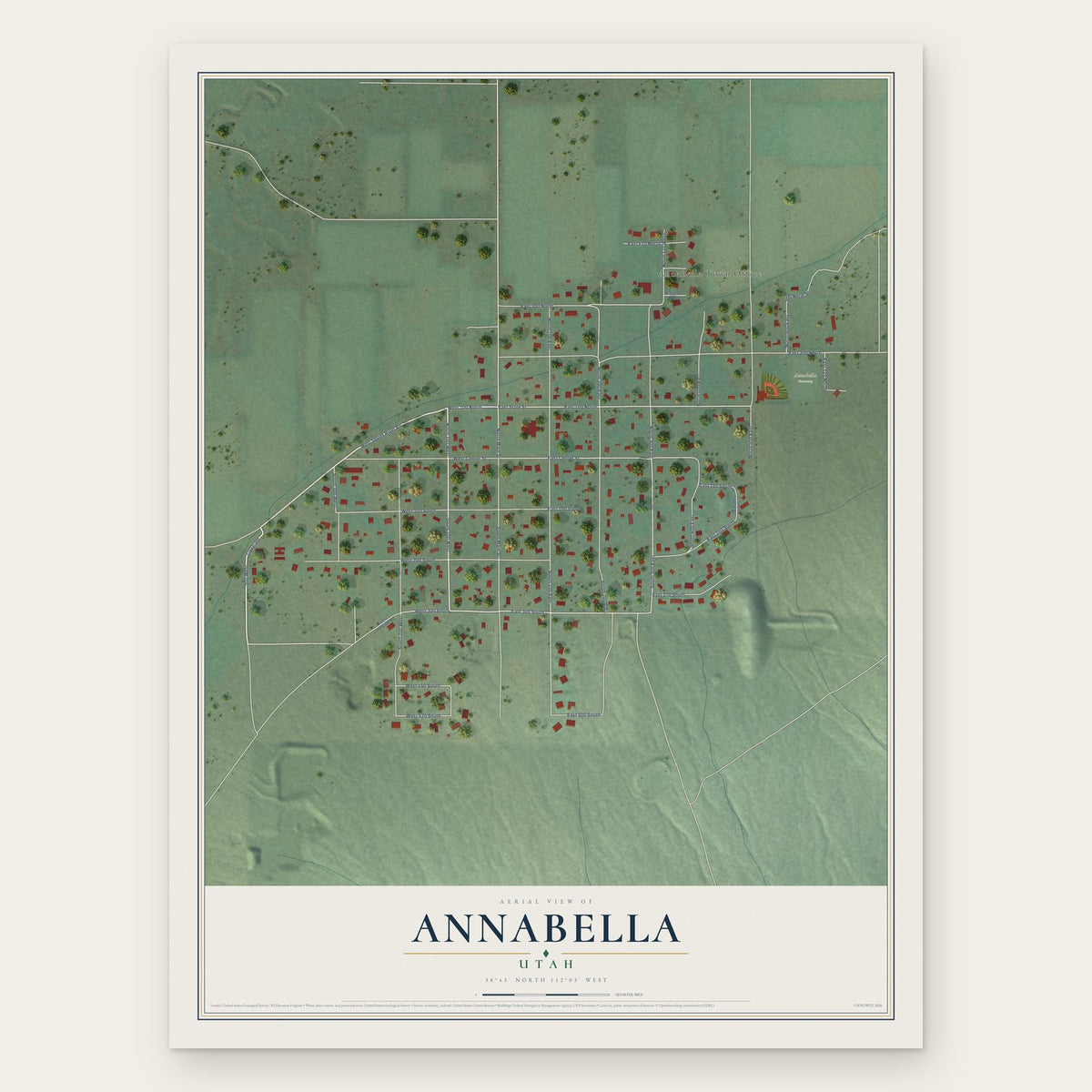 Annabella, Utah map print, the full design