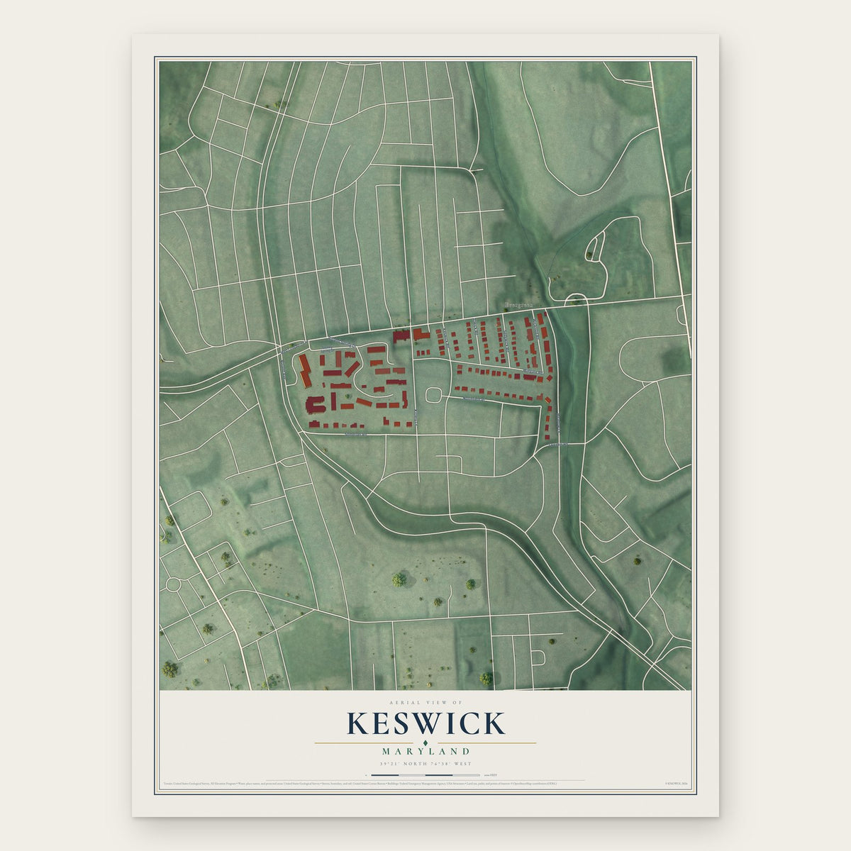 Keswick, Maryland map print, the full design