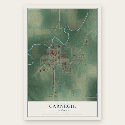 Carnegie, Oklahoma map print, the full design