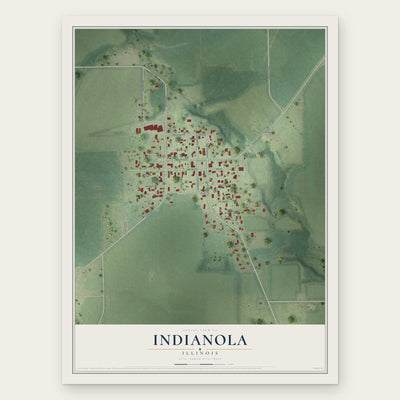Indianola, Illinois map print, the full design