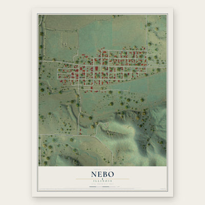 Nebo, Illinois map print, the full design