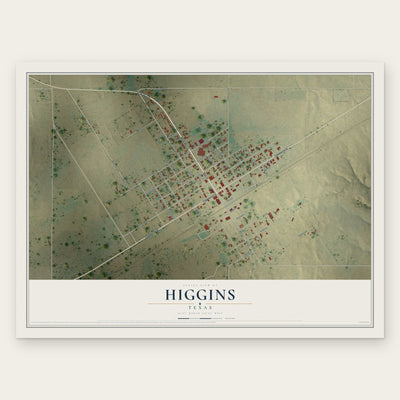 Higgins, Texas map print, the full design