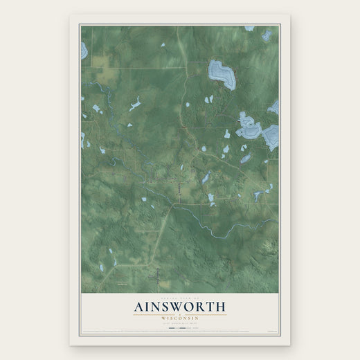 Ainsworth, Wisconsin map print, the full design