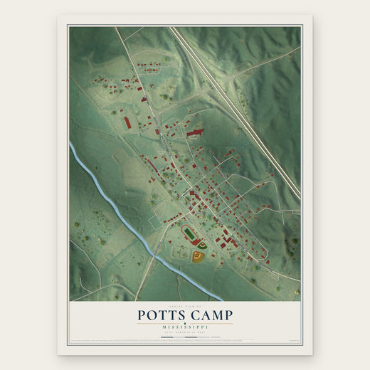 Potts Camp, Mississippi map print, the full design