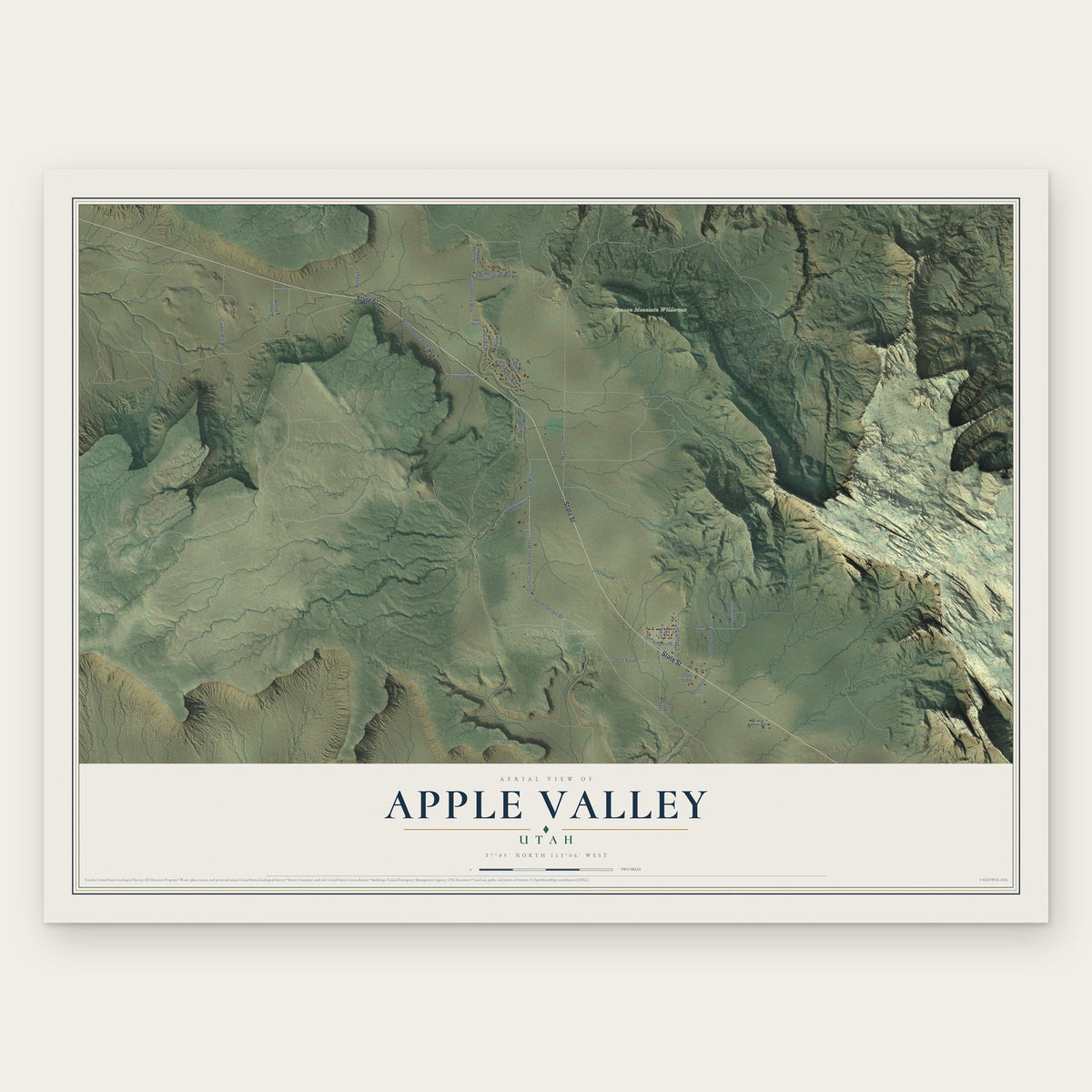 Apple Valley, Utah map print, the full design