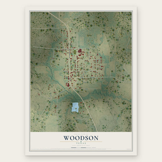 Woodson, Texas map print, the full design