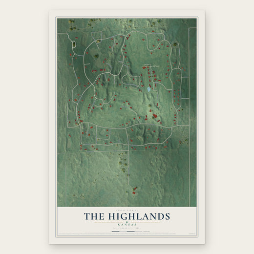 The Highlands, Kansas map print, the full design